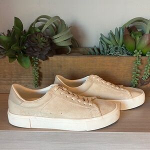 H&M Mens Tan Suede Fashion Tennis Shoes Crisp White Sole (9)